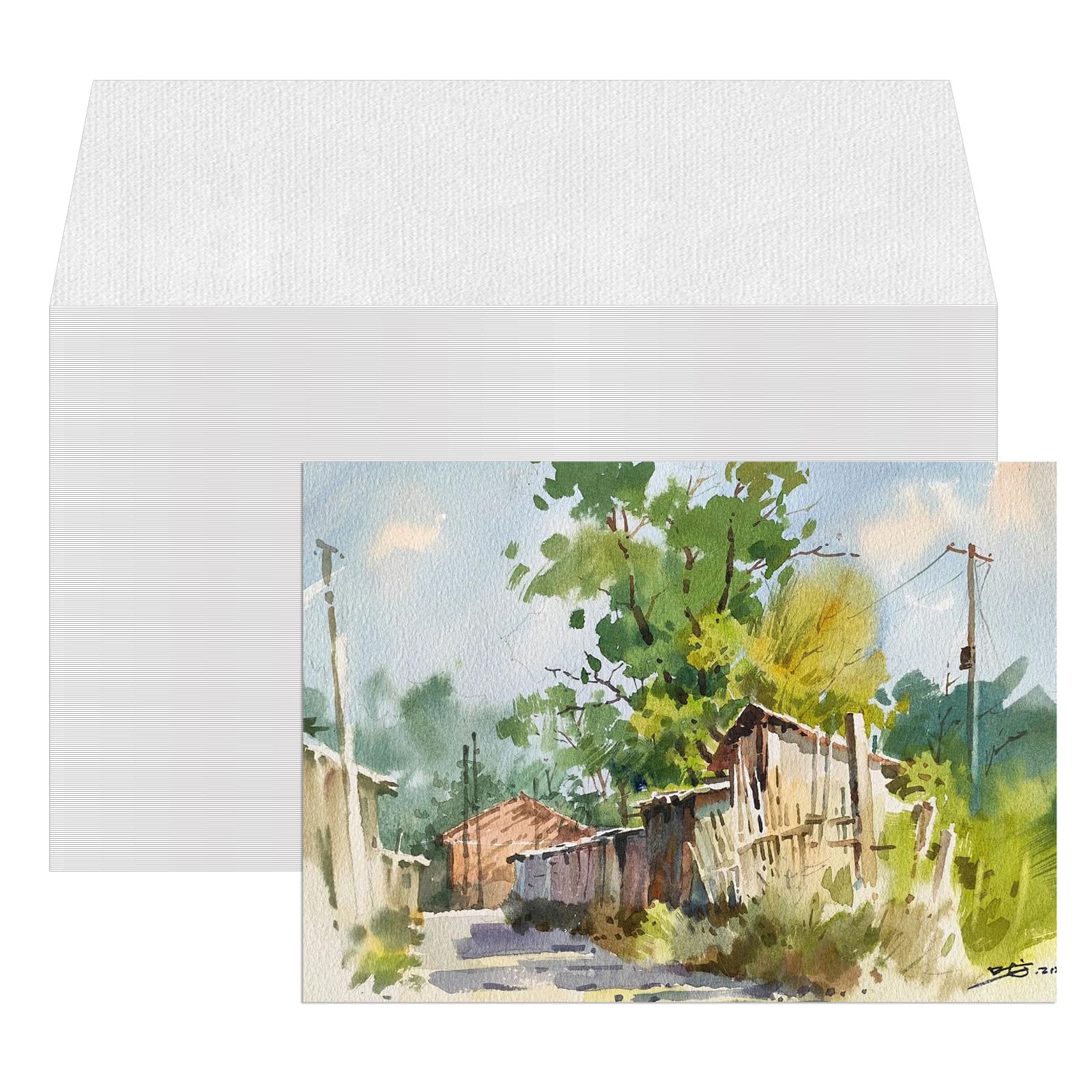 ZAYOUAU Lot de 400 feuilles de papier aquarelle en coton, 21,6 x 27,9 cm, 300 g/m², blanc pressé à froid, papier de peinture artistique pour enfants, débutants, académie, papier à dessin, aquarelle,