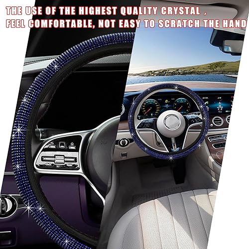 Vista 42 de Ziciner Funda brillante para volante de automóvil, protector de volante de diamantes de imitación con purpurina para vehículo, accesorios