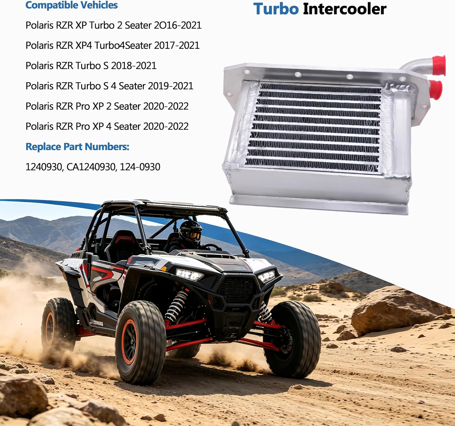 1240930 Turbo Intercooler Core Compatible with Polaris RZR PRO XP, Turbo S, Turbo XP 2016-2024