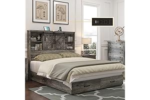 HOWE Queen Size Grey Wood Platform Bed Frame