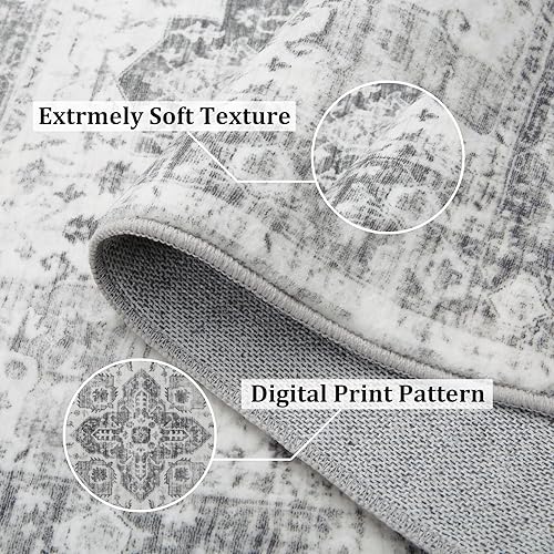 Miniatura 9 de GAOMON Alfombra bohemia grande de 9 x 12 pies, antideslizante, lavable, de pelo bajo, alfombra decorativa para el suelo, suave, plegable,