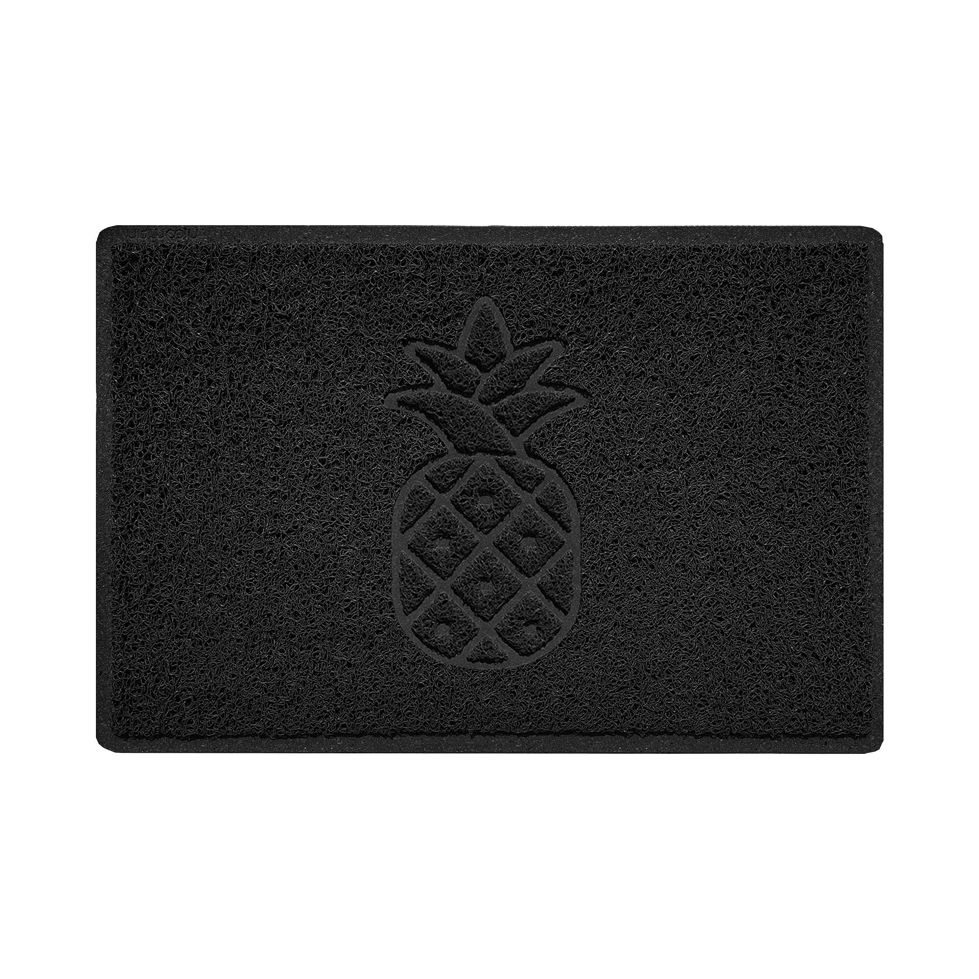 Nicoman Pineapple Embossed Shape Door Mat Dirt-Trapper Jet-Washable Doormat-(Use Outdoor ONLY)- (60x40cm/23.6x15.7inches, Small) Black