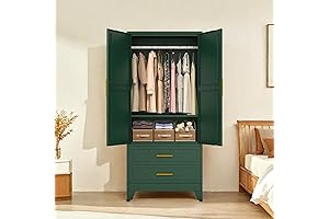 71" Green Metal Armoire Dresser