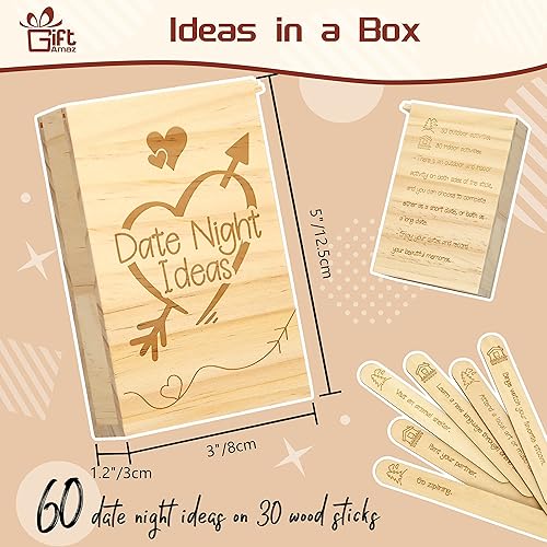 Miniatura 2 de 60 ideas para citas nocturnas - Caja de ideas de madera para citas para actividades en pareja, regalos románticos para recién casados o 5 aniversario