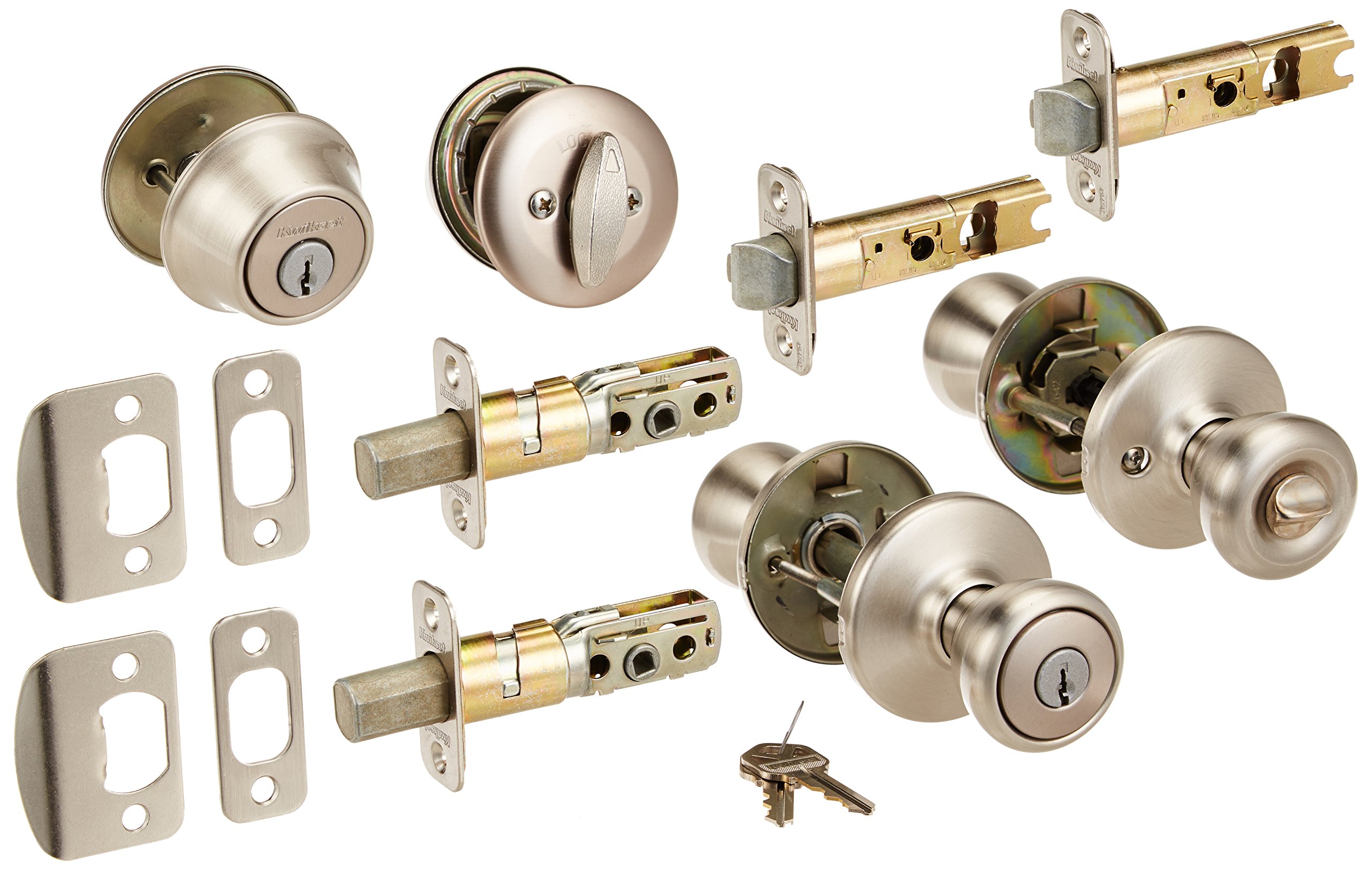 Kwikset 242t 15 CP K2 combo serrure nickel satiné pour porte d'entrée résidentielle