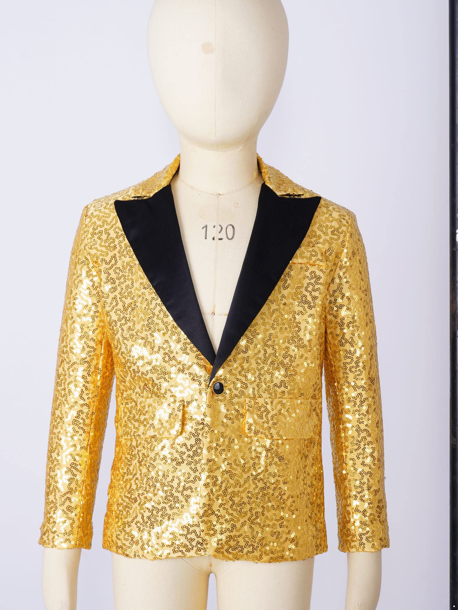 dPois Veste Blazer Enfant Garcon Paillettes Costumes d'honneur Mariage Cérémonie Soirée Manteau Gentilhomme Vestons Anniversaire Banquet Party Fête 5-16 Ans