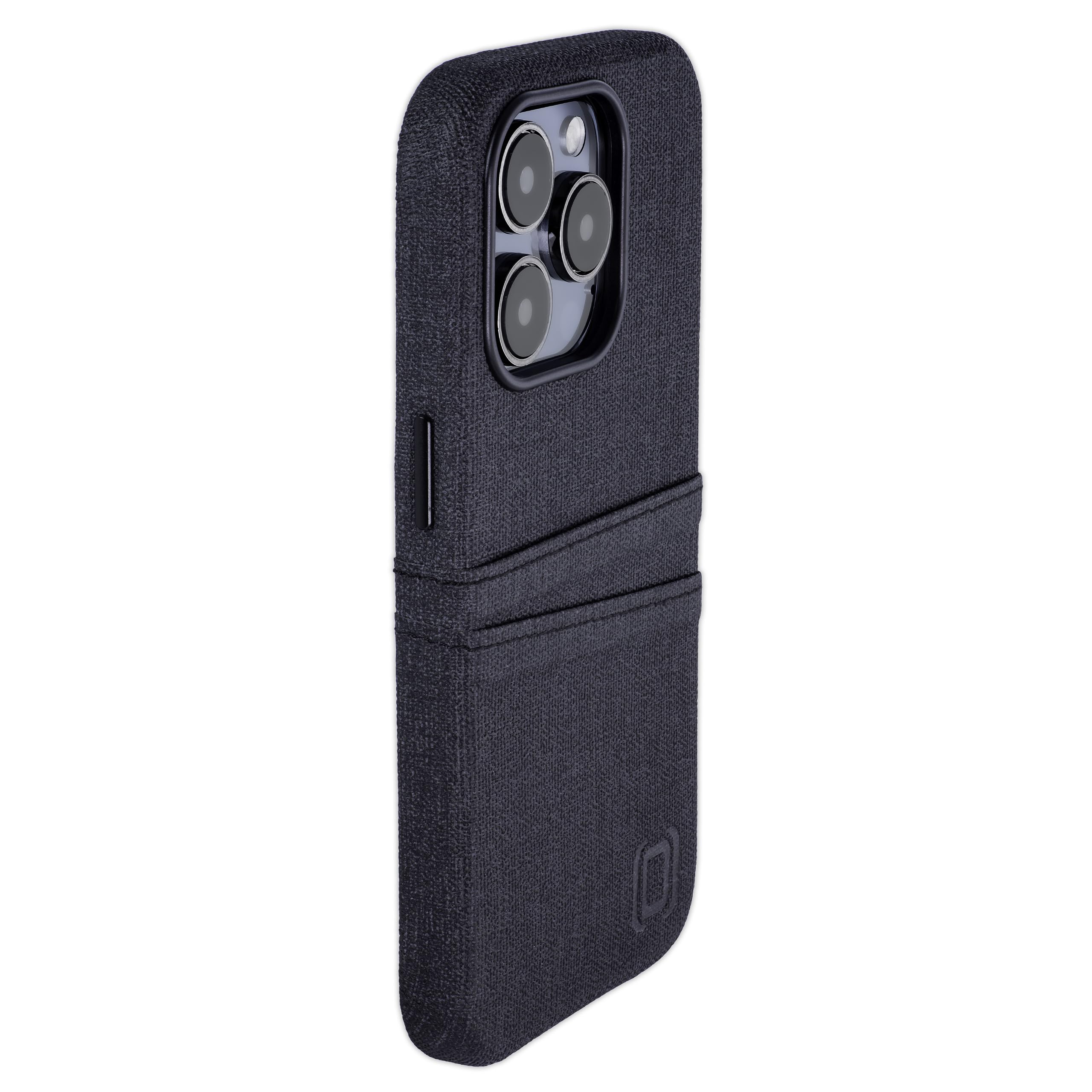 Dockem Custodia Portacarte in Tessuto per iPhone 14 Pro con Piastra Metallica Integrata per Montaggio Magnetico, Portafoglio Cucito in Vera Pelle con 2 Slot per Carte di Credito/ID: M2F