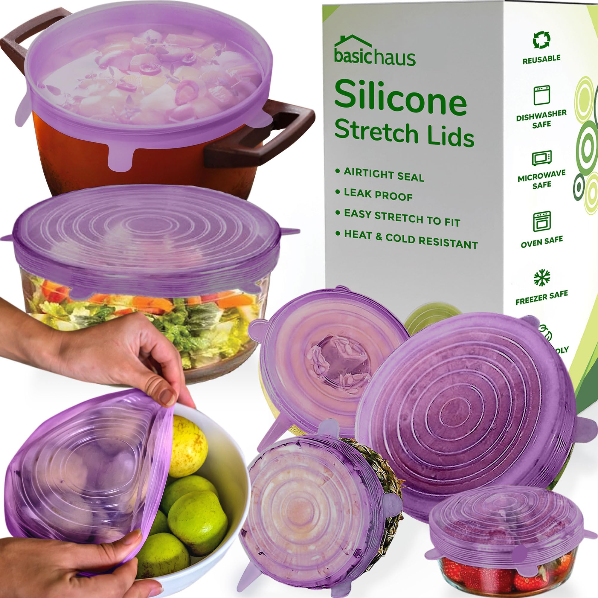 Reusable Silicone Stretch Lids - Stretchy Silicone Lids For Bowls - Reusable Silicone Bowl Covers Reusable - Silicone Covers For Bowls - Silicone Microwave Cover - Lavender Bloom Stretchy Lid Set-image-33