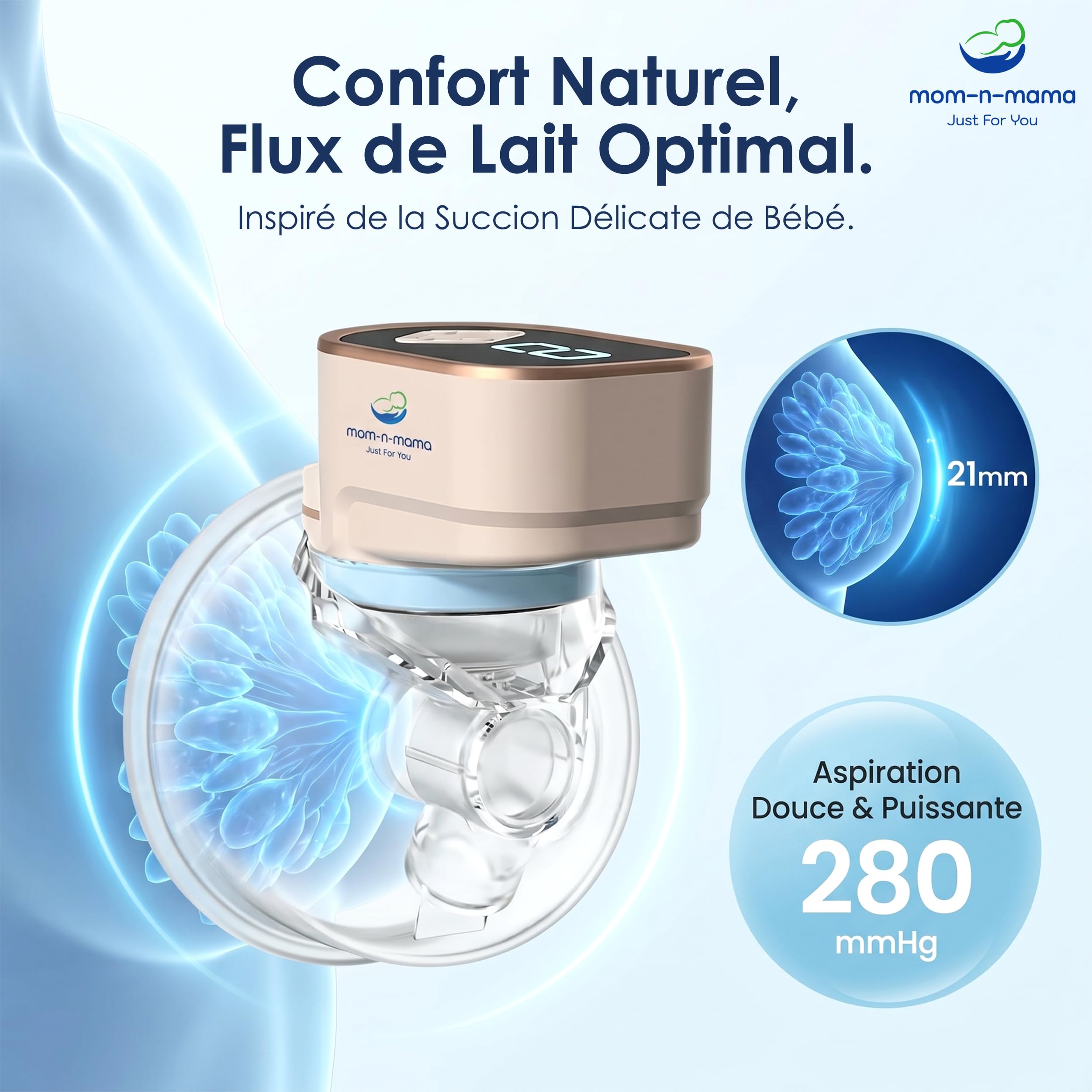 Tire-lait Électrique Main Libre, Tire-lait Portable arret automatique, Pompe Électrique Sans Fil, 3 Modes 9 Niveaux d’Aspiration, capacité 240 ml, silencien 40 db (beige, 2 Pièces)