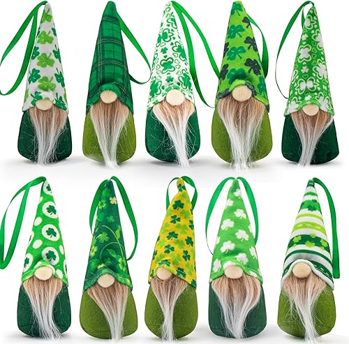 Miniatura 1 de 10 figuras colgantes del día de San Patricio, gnomo de felpa, hecho a mano, elfo irlandés, escandinavo, adornos para el hogar, trébol de duende