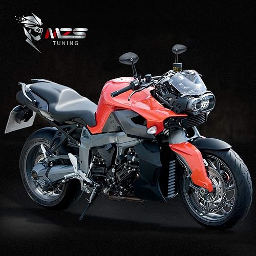 Miniatura 2 de MZS Espejos de motocicleta de 0.394 pulgadas y 0.315 pulgadas, espejo lateral universal de aluminio retrovisor plegable, ajustable, manillar