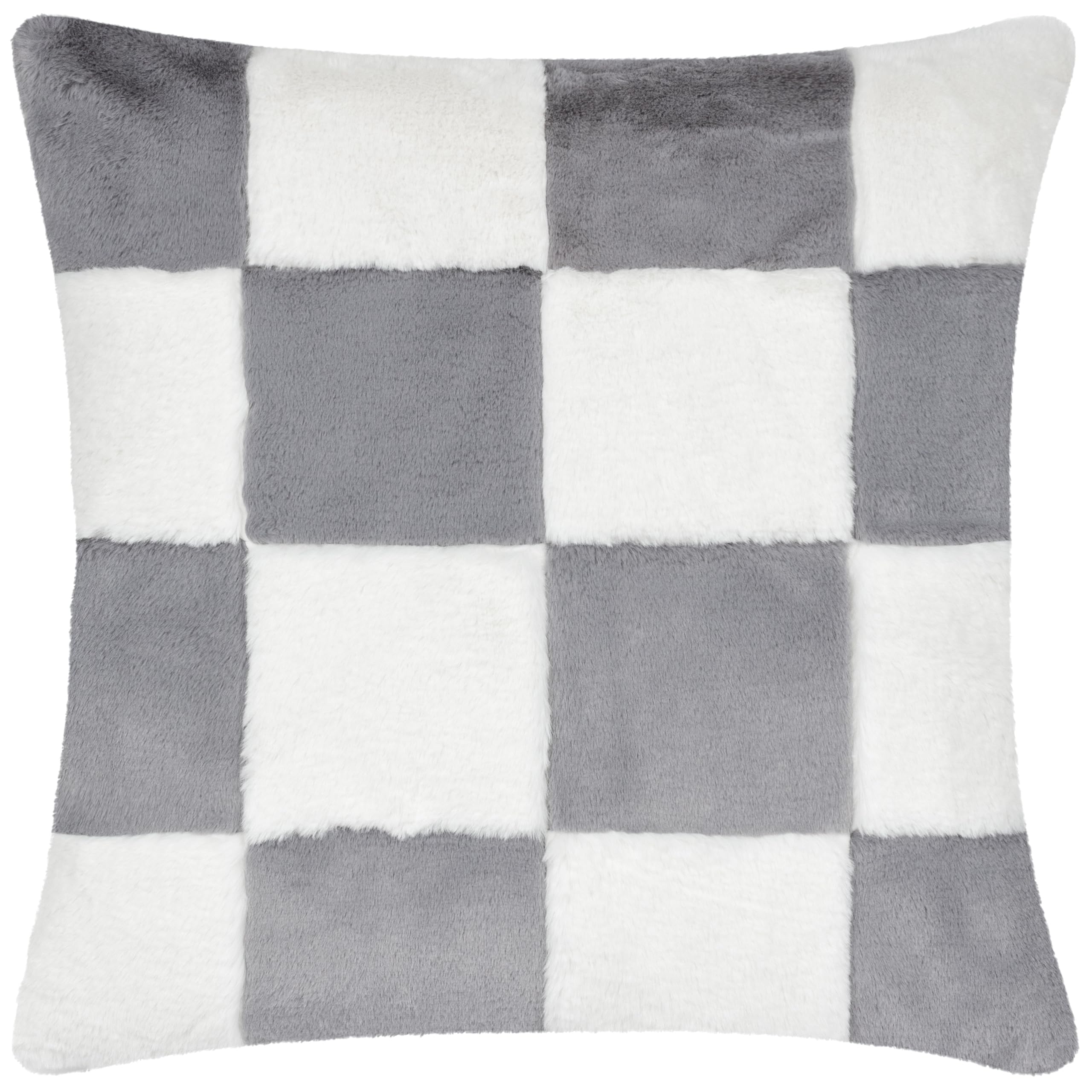 B&Q -  Cozee Check Faux Fur Cushion Cover