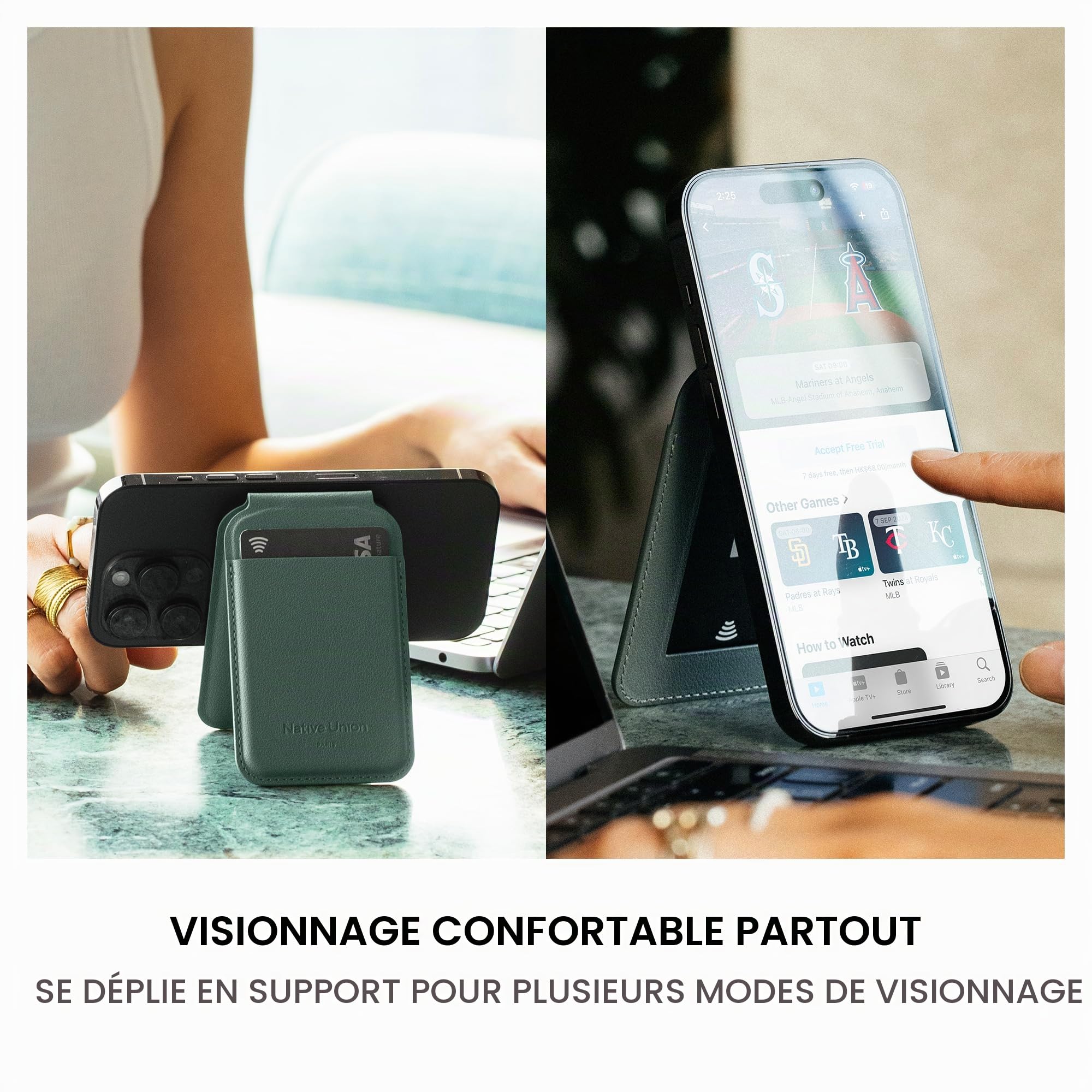 Native Union Portefeuille Stand Active | Magnétique – Porte-Carte MagSafe avec Support pour iPhone Air, 17, 16, 15, 14 - Stocke 4 Cartes – Matériaux Durables & Recyclés (Noir)