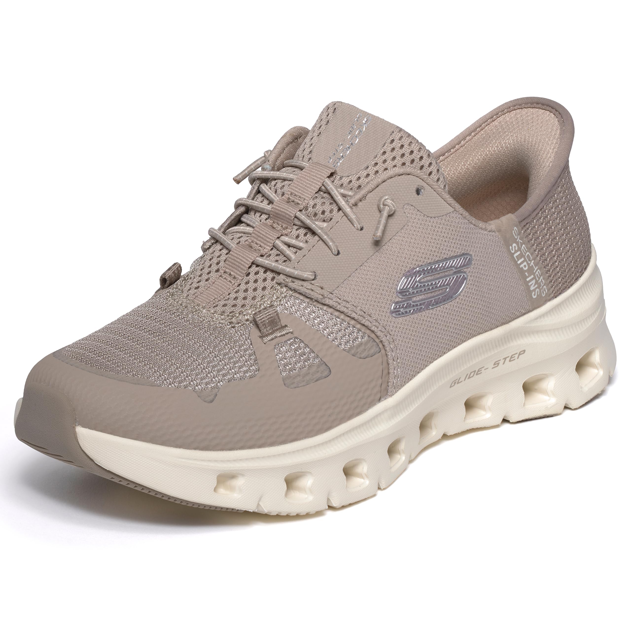 Skechers Damen Glide-Step Pro Slip-InTurnschuhe, Taupe Mesh/Silver Trim, 36 EU