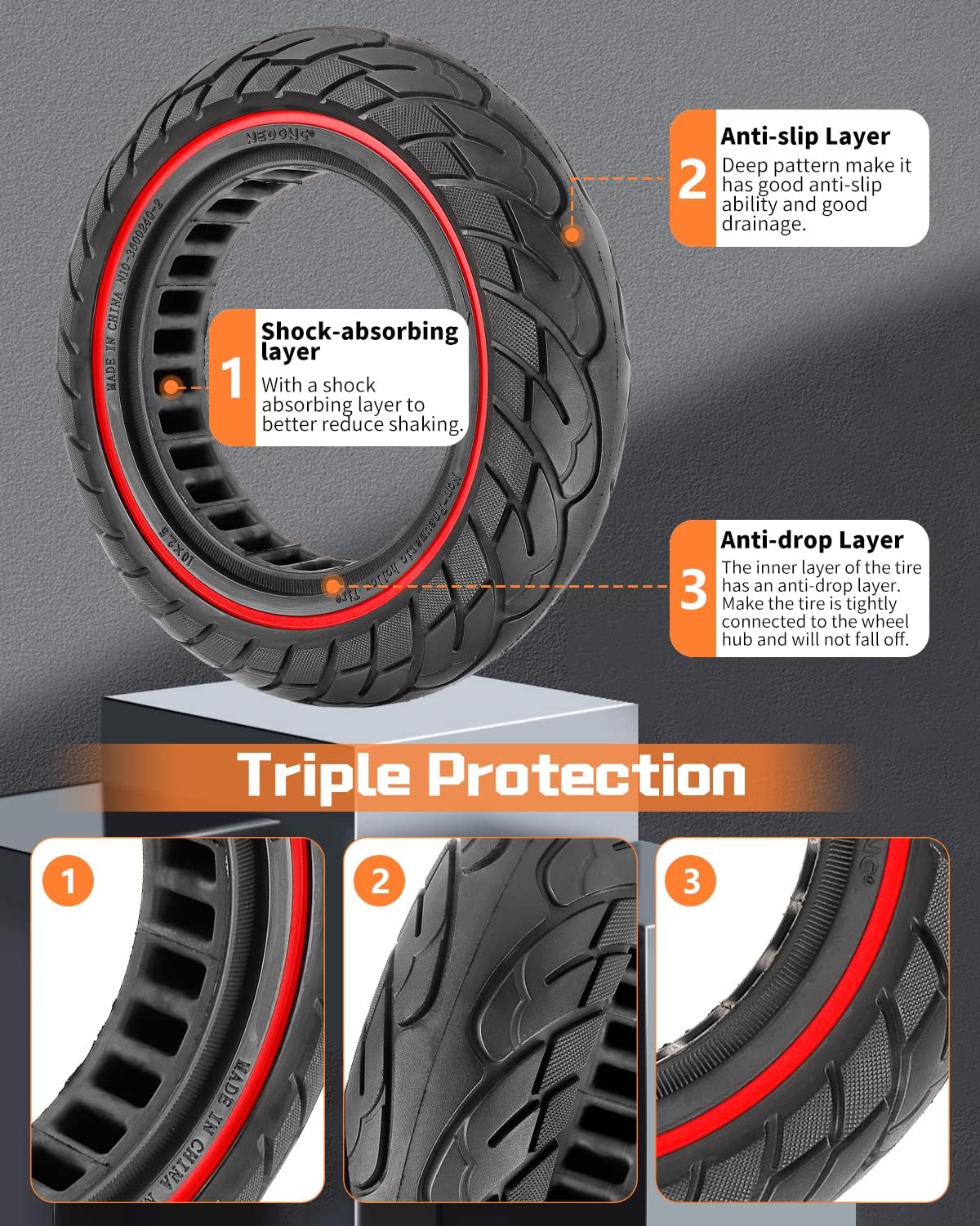 SYACHI 2PCS 10x2.50 Scooter Tire for Segway Ninebot MAX G30 G30P G30LP/Hiboy S2 MAX No Inflation, Maintenance-Free, Puncture-Resistant 60/70-6.5 Electric Scooter Replacement Wheel