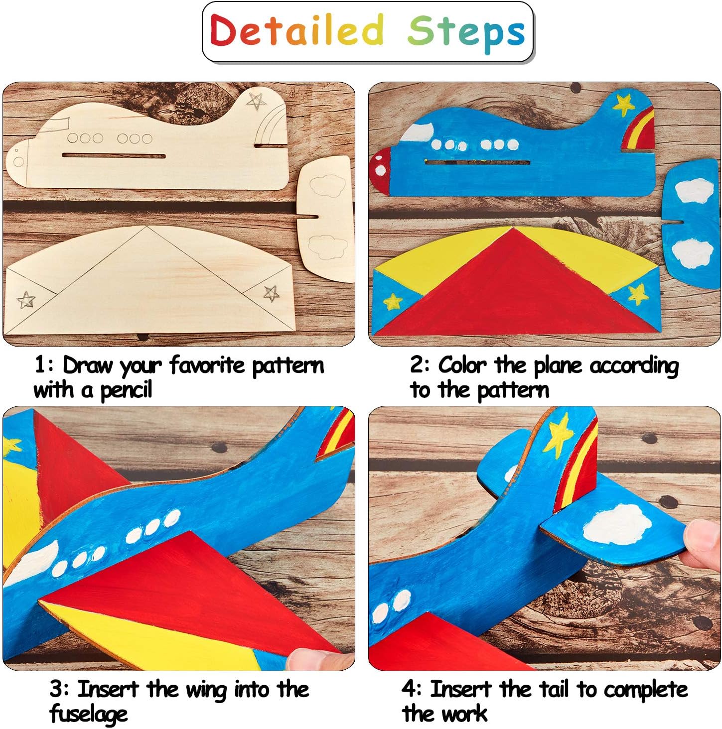 Gejoy 8 Packs Wooden Airplane Kits Balsa Wood Model Plane Toy Bulk DIY Paint Craft Plane for Birthday Party Favors Classroom Prize(Glider)