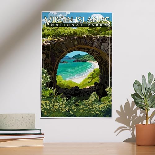 Miniatura 2 de Lantern Press Virgin Islands National Park, US Virgin Islands, View from Ruins (12x18 Art Print, Travel Poster Wall Decor)