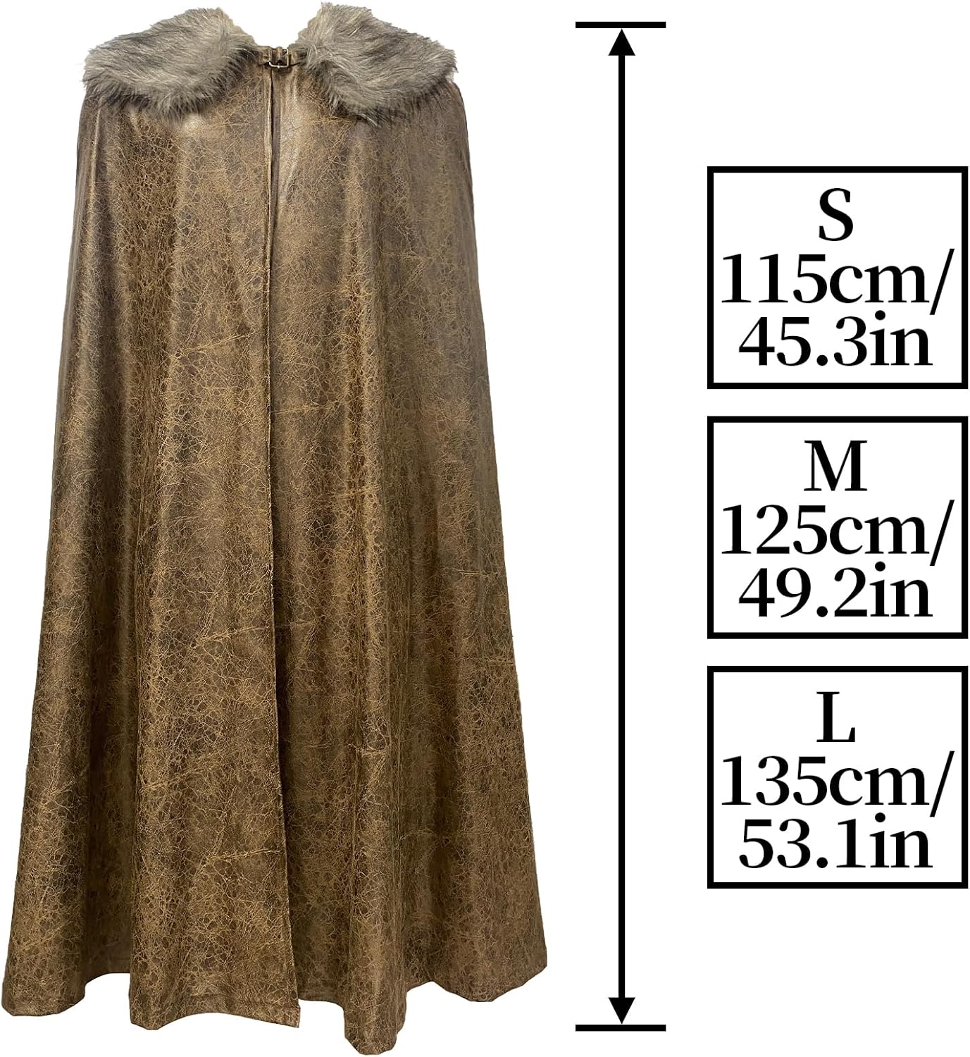 HiiFeuer Medieval Barbarian Cloak with Artificial Fur Shawl, Wrap Collar Viking Warrior Cape, Renaissance Role Play Costume - Image 6