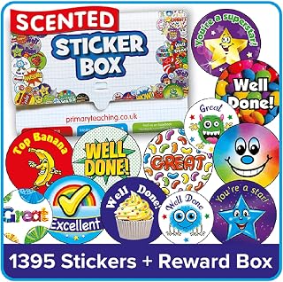 1395 Mixed Scented Motivational Childrens Pupils School Teachers Reward Stickers Value Pack 37mm Primary Teaching Services