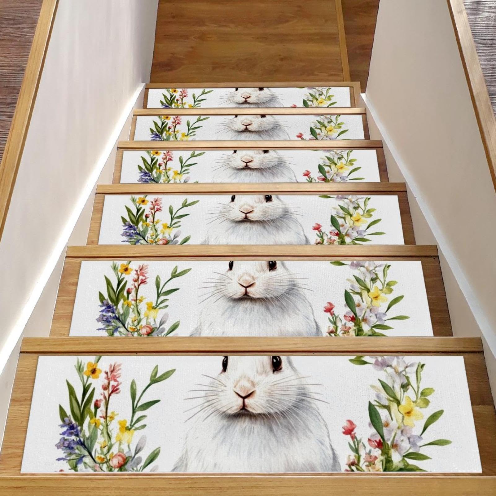 Alfombras para escalones interiores de madera con estampado floral seguridad para perros pack 15