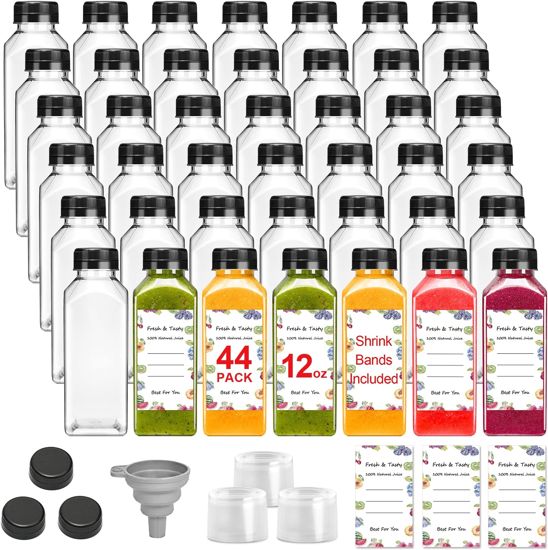 GMISUN Juice Bottles, 35Pcs 16oz Plastic Bottles with Caps