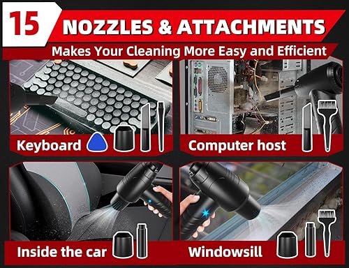 Miniatura 6 de Aspirador y aspirador de aire comprimido de 110000 RPM 2 en 1 con batería recargable de 7800 mAh y motor de 80 W, aspirador eléctrico de succión de