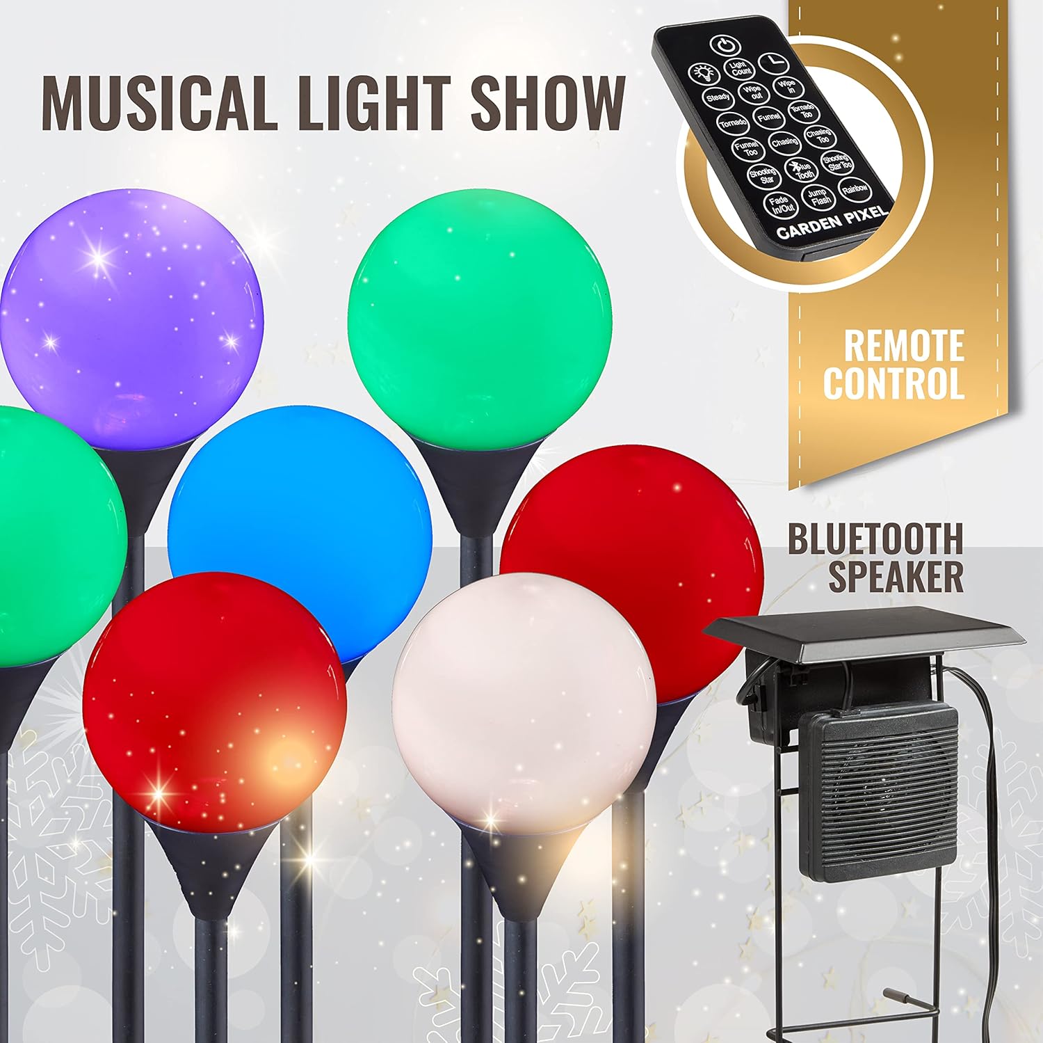 Bеѕt Cуbеr Mоndау 🔥 Aurio Outdoor Garden Pathway Yard Spikes, Color Changing Lights with Bluetooth Speaker, Smart Pixel Bulbs, 15-Pack