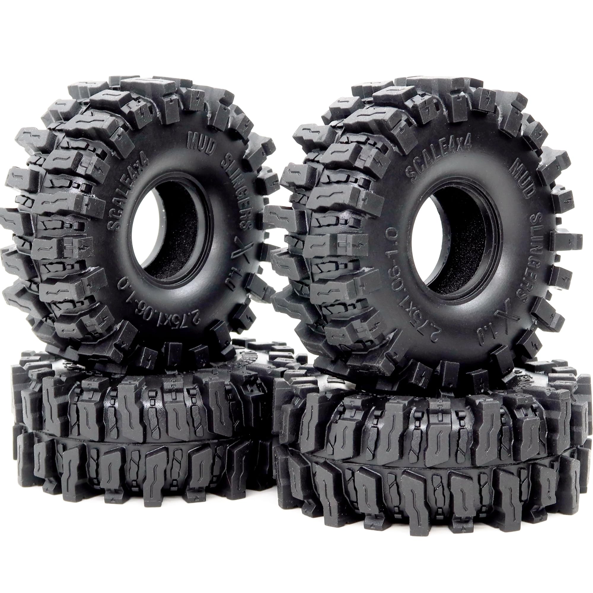 HOBBYSOUL 1.0 Crawler Tires 70mm Tall 1.0'' Mud Slingers X Super Soft Sticky Tyre for RC 1/24 SCX24 1/18 TRX4M Upgrades