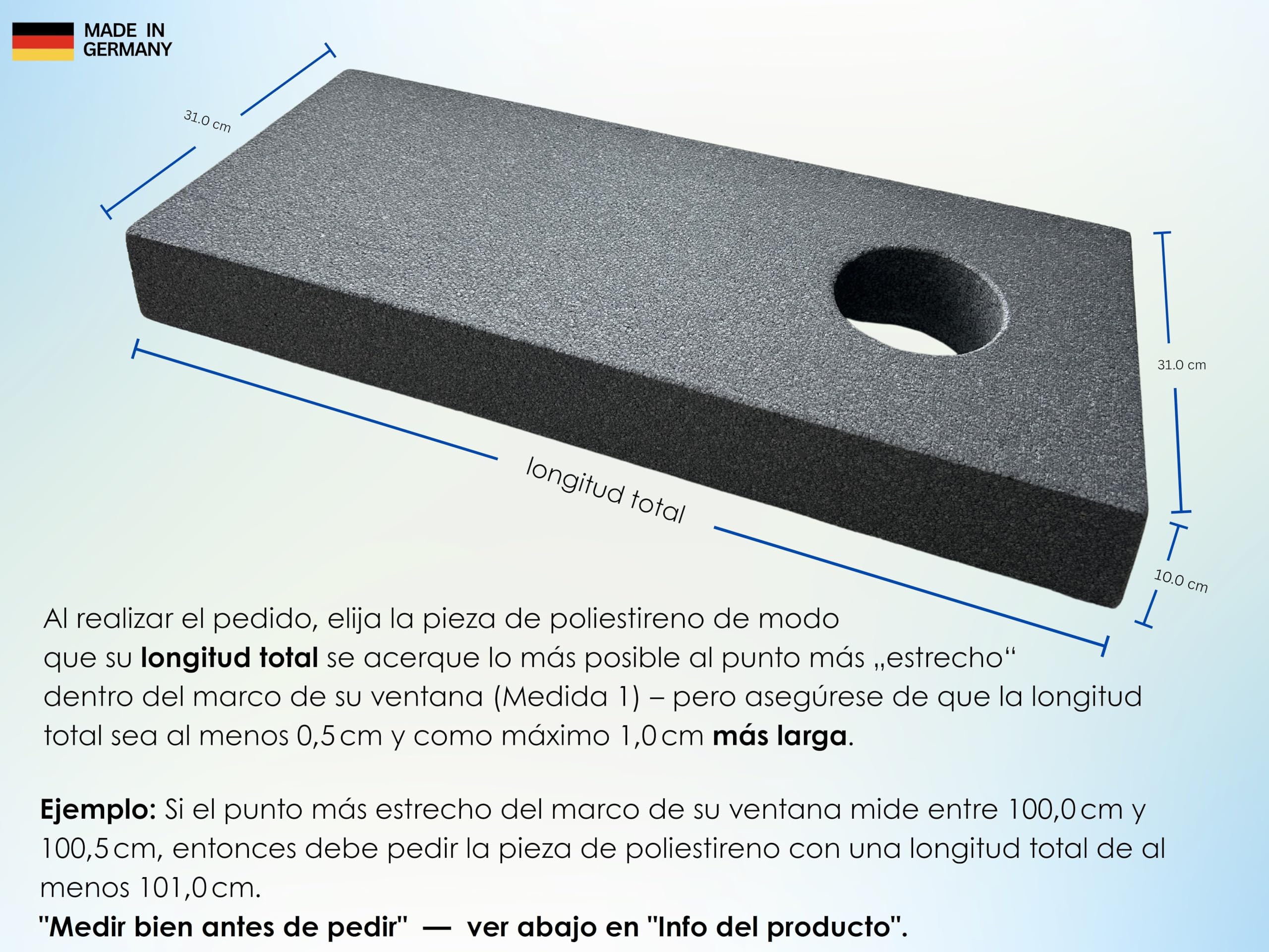 Junta para ventana 30-249 cm para climatizador móvil y secadora de evacuación, también para puertas – montaje rápido sin taladrar/pegar – junta de climatización [80 cm]
