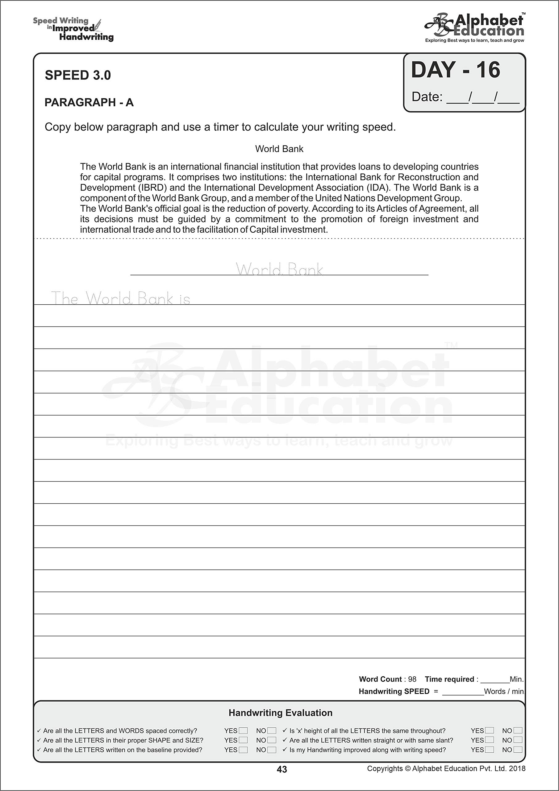 Speed Writing In Improved Handwriting - Print writing - Book B (For Age 9+ Years) - Handwriting improvement practice book 4