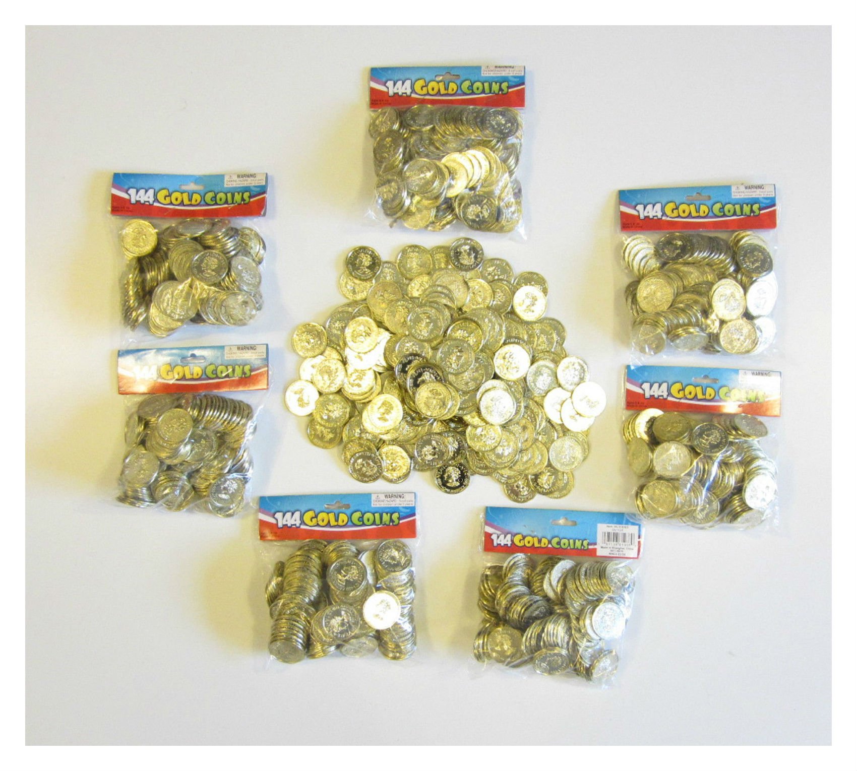 Buy 1000 PLASTIC GOLD COINS PIRATE TREASURE CHEST PLAY MONEY BIRTHDAY