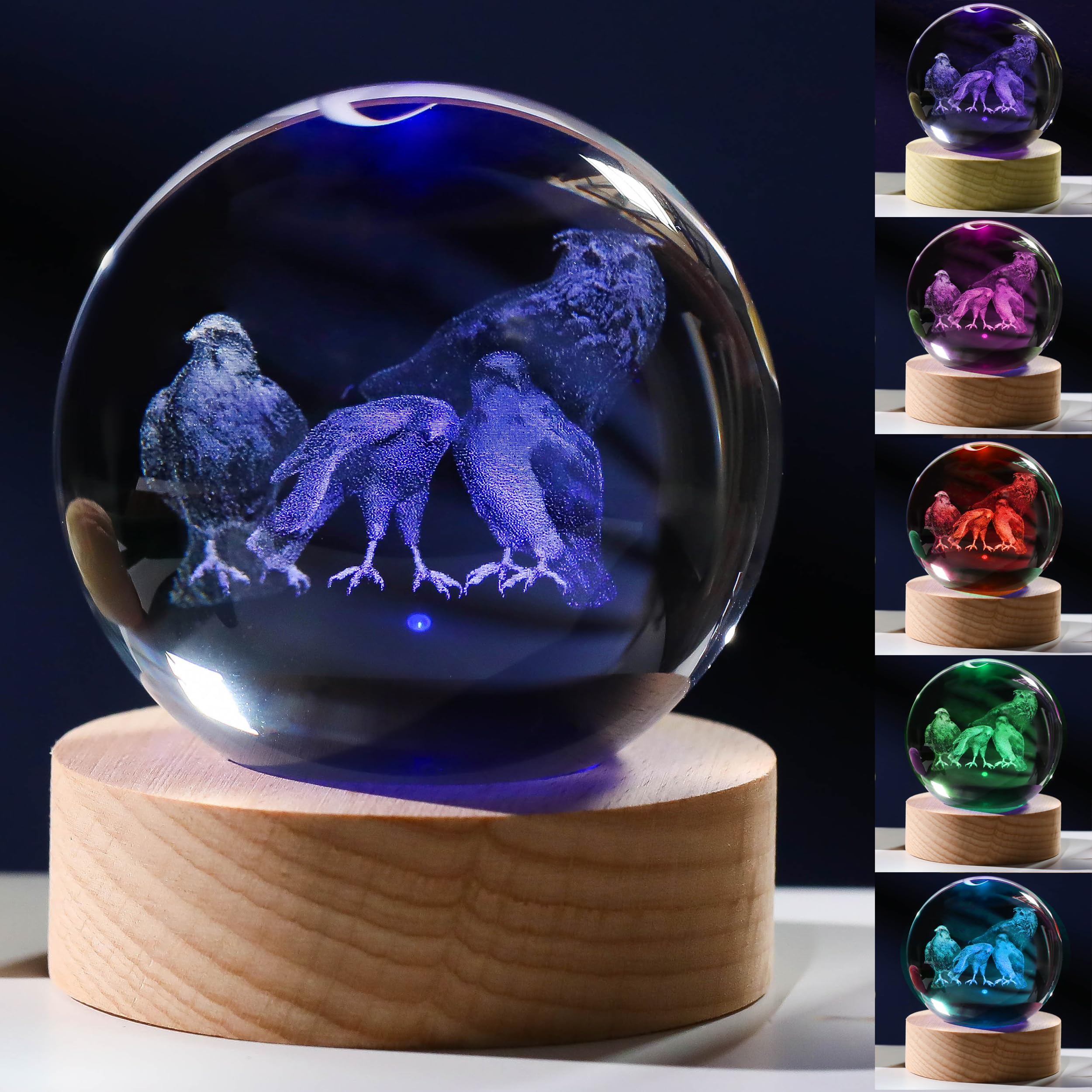 Precious Memorial Women's Owl Eagle 3D Gifts For - Crystals Ball 60Mm Figurine Decor Stuff For Room Birthday, Keepsake Paperweight