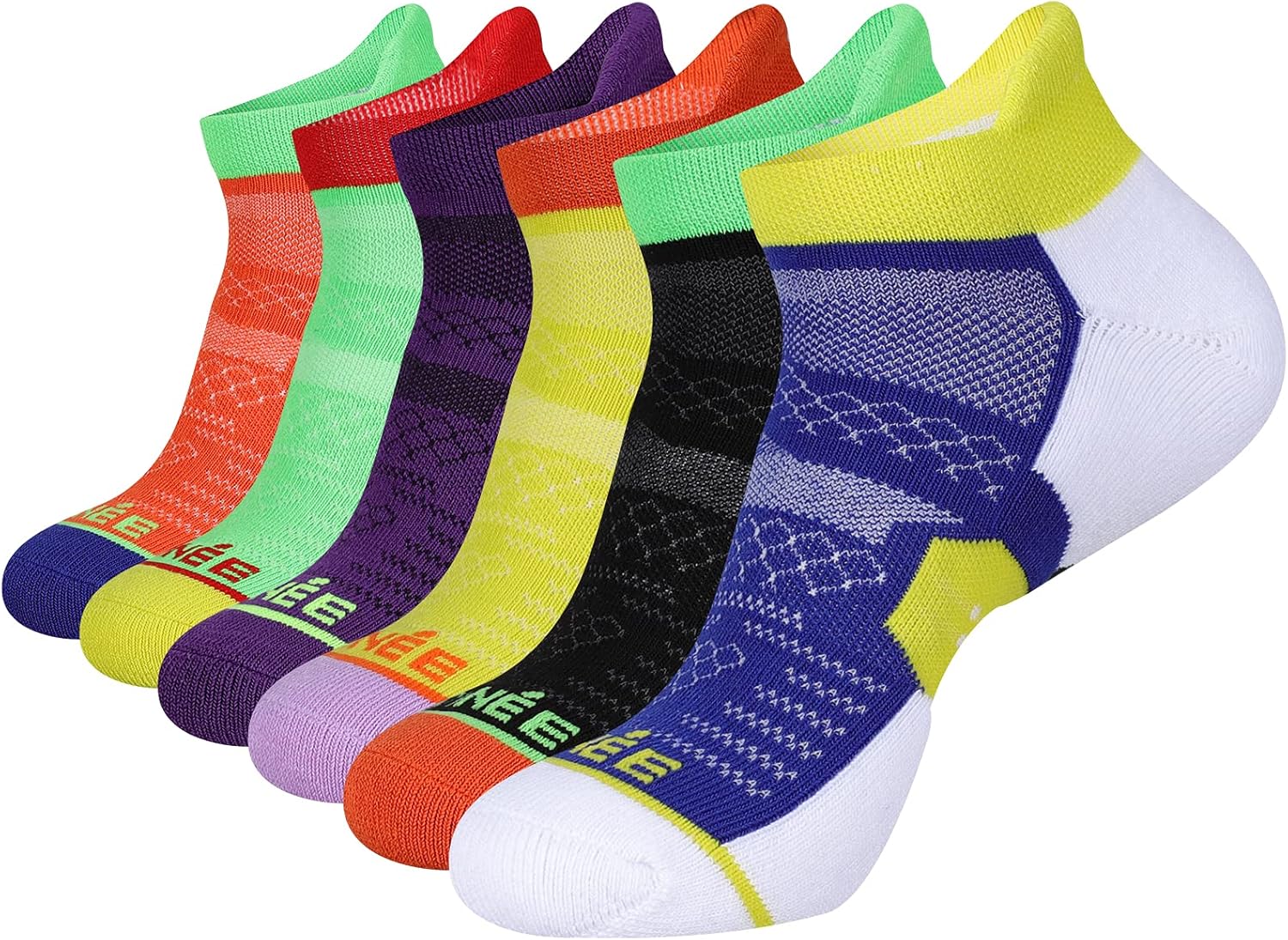 JOYNÉE 6 Pack Men's Running Ankle Socks with Cushion, Low Cut Athletic Sport Tab Socks