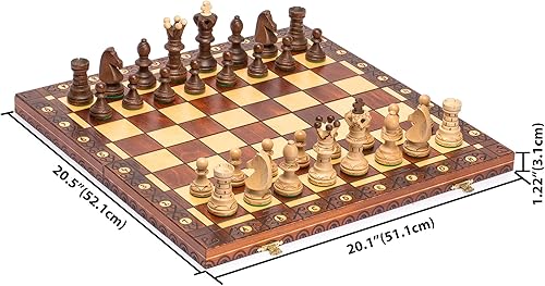 Miniatura 2 de Husaria European International - Juego de ajedrez de madera, embajador, 21.7 pulgadas, juego de ajedrez de tamaño grande con ajedrez hecho a mano y