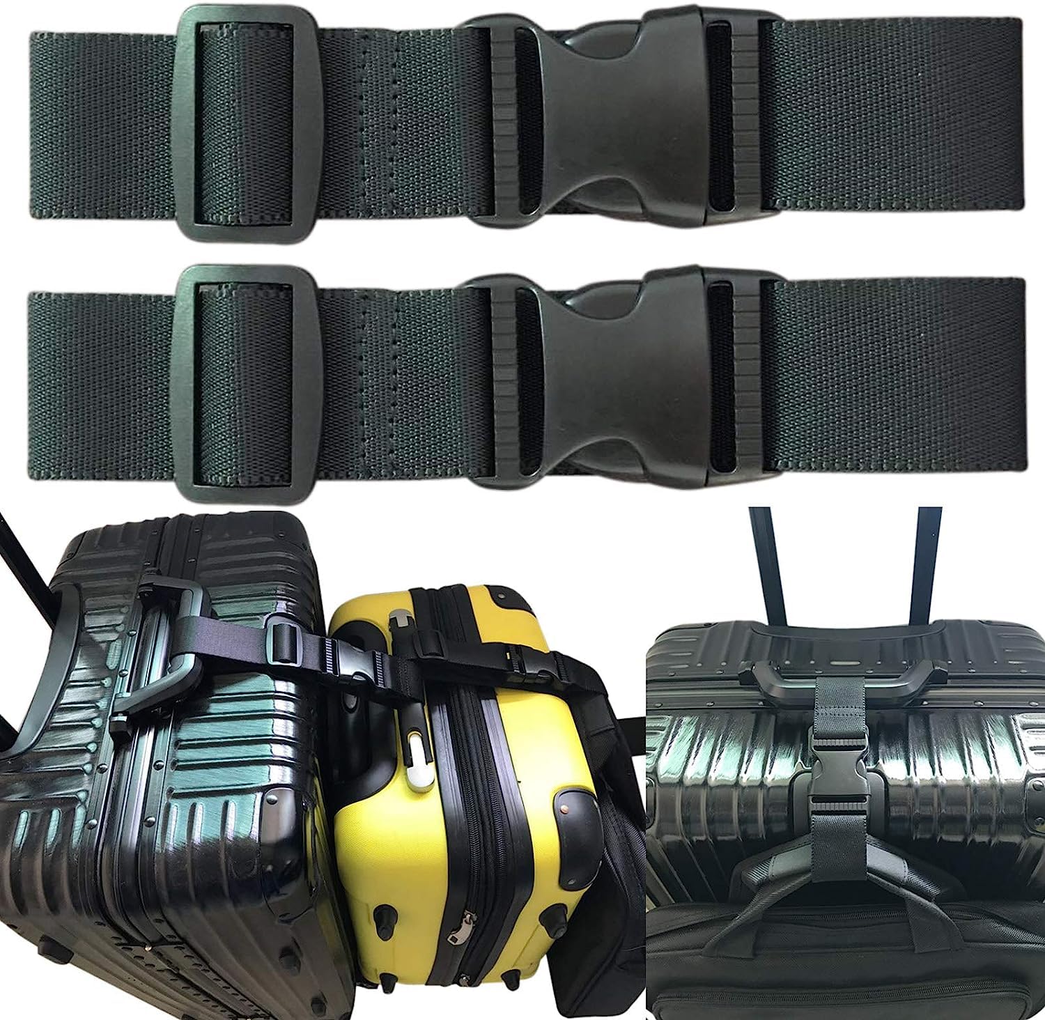 2PIECES Add a Bag Luggage Set Strap for Suitcases - Adjustable Belt Travel Accessories Attachment - Connect Your 3 Bags for Passenger Car-image-25