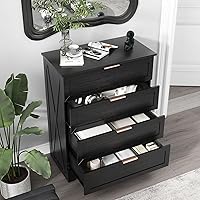 Vista 5 de Cómoda moderna de 4 cajones para dormitorio, cómoda alta con cajón grande y asas de oro rosa, organizador de almacenamiento de madera, cajonera