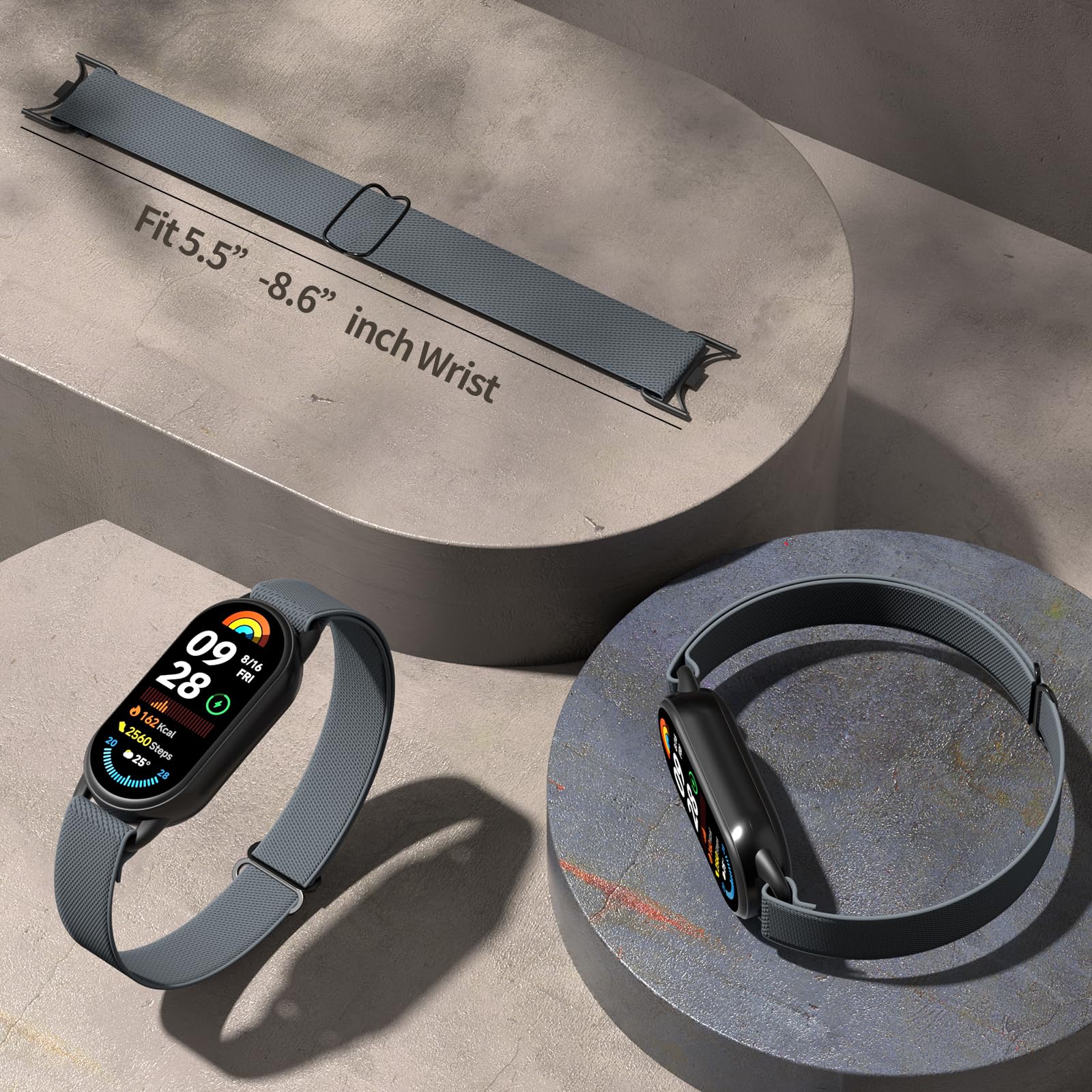Bracelet Sport Issinlky En Nylon Tressé Pour Xiaomi Mi Band 8/9/10 - Sangle Élastique Réglable (130-220 Mm)