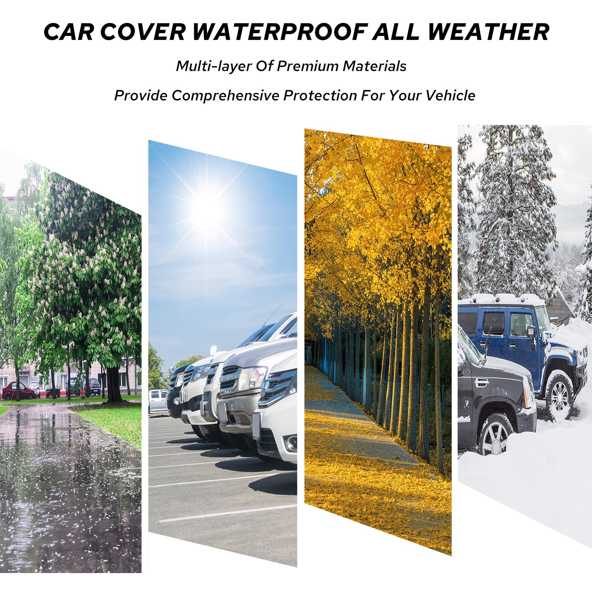 Avecrew Autoabdeckung, wasserdicht, für jedes Wetter, für Autos, strapazierfähig, vollständige Außenabdeckungen für Limousinen bis zu 449,6 cm L