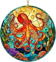 Vista 13 de Adorno Colgante Plano 2D de Vidrio Manchado Falso de Tortuga de Acrílico, Adorno de Tortuga Marina, Adornos de Tortuga para Árbol de Navidad, Regalo