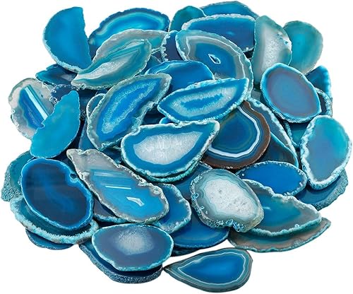 mookaitedecor - Piezas de mesa ligeras de ágata pulida, lozas de ágata geodésica, paquete de 12