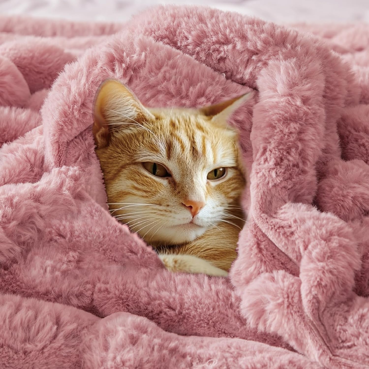 BEDELITE Faux Fur Throw Blanket for Couch, Soft and Cozy Luxurious 3D Striped Fluffy Blanket, 770GSM Thick Warm Plush Fuzzy Faux Rabbit Fur Blanket for Women Gift (Pink, 60"x 80") - Image 7