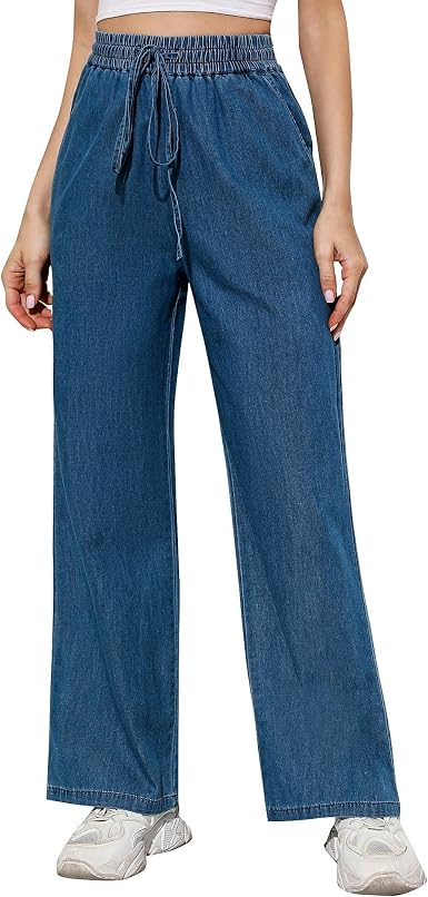 Classic Denim Jeans Wide Leg Elastic 