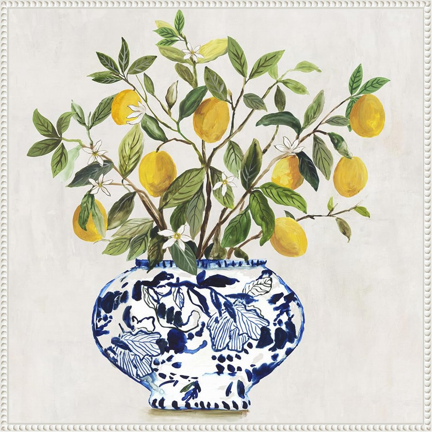 Amanti Art Framed Canvas Wall Art 30x30 Lemon Plant II by Asia Jensen, Framed Wall Art Canvas, Still Life Artwork, Traditional Decor, Large Poster Painting for Living Room, Bedroom, Bathroom, Kitchen