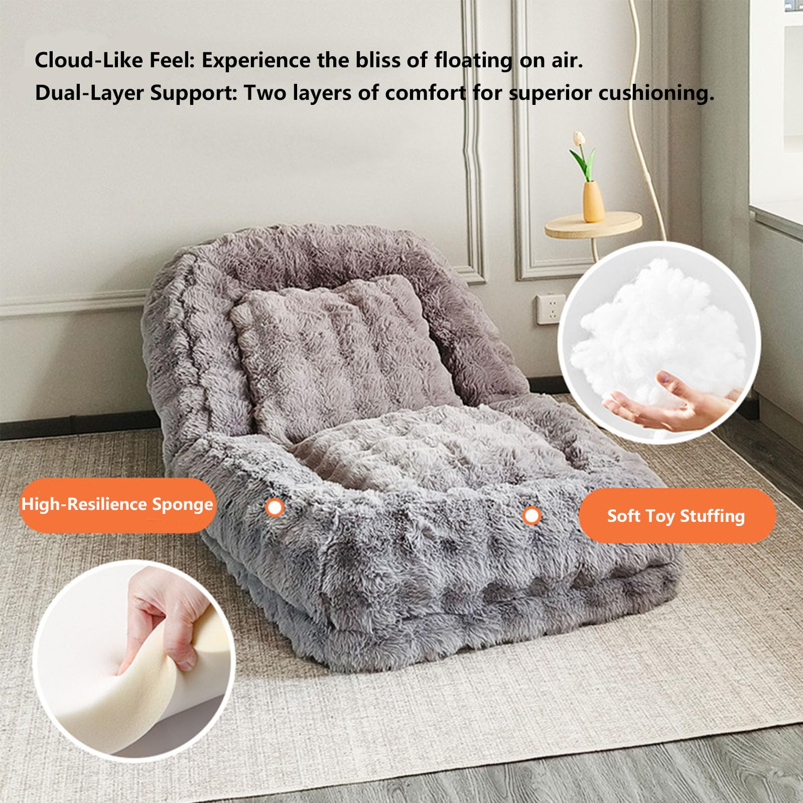 5-Stufen Verstellbarer Klapp-Sessel aus Stoff, platzsparende Liege für Wohnzimmer und Schlafzimmer