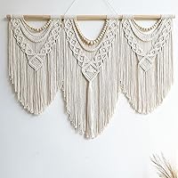 Guzhiou Large Macrame Wall Hanging Boho Tapestry 43x32 - Handmade Bohemian Woven Wall Decor for Bedroom Living Room
