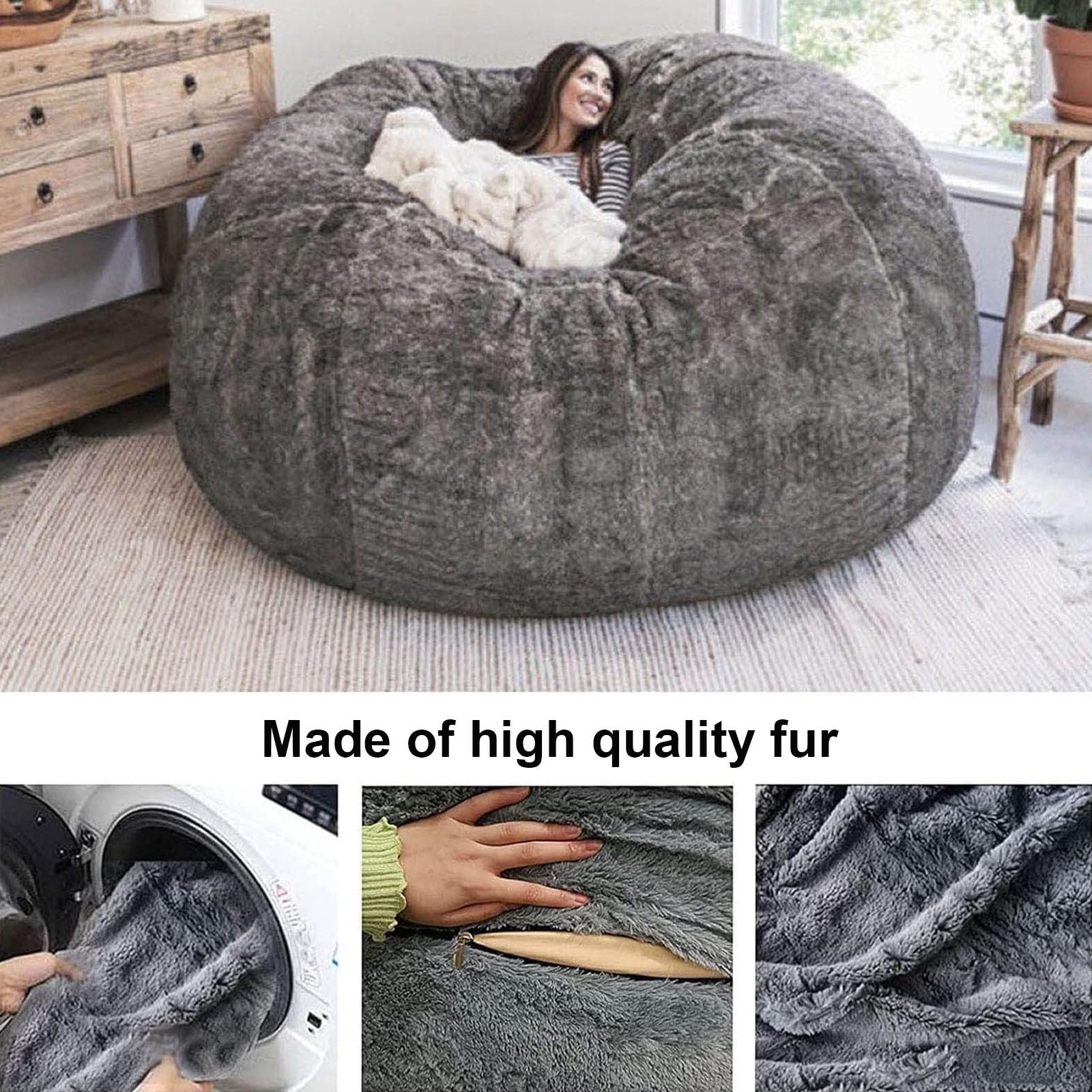 Funda para puf, piel sintética suave y esponjosa para muebles de sala de estar y dormitorio, cómoda funda de sofá cama para adultos