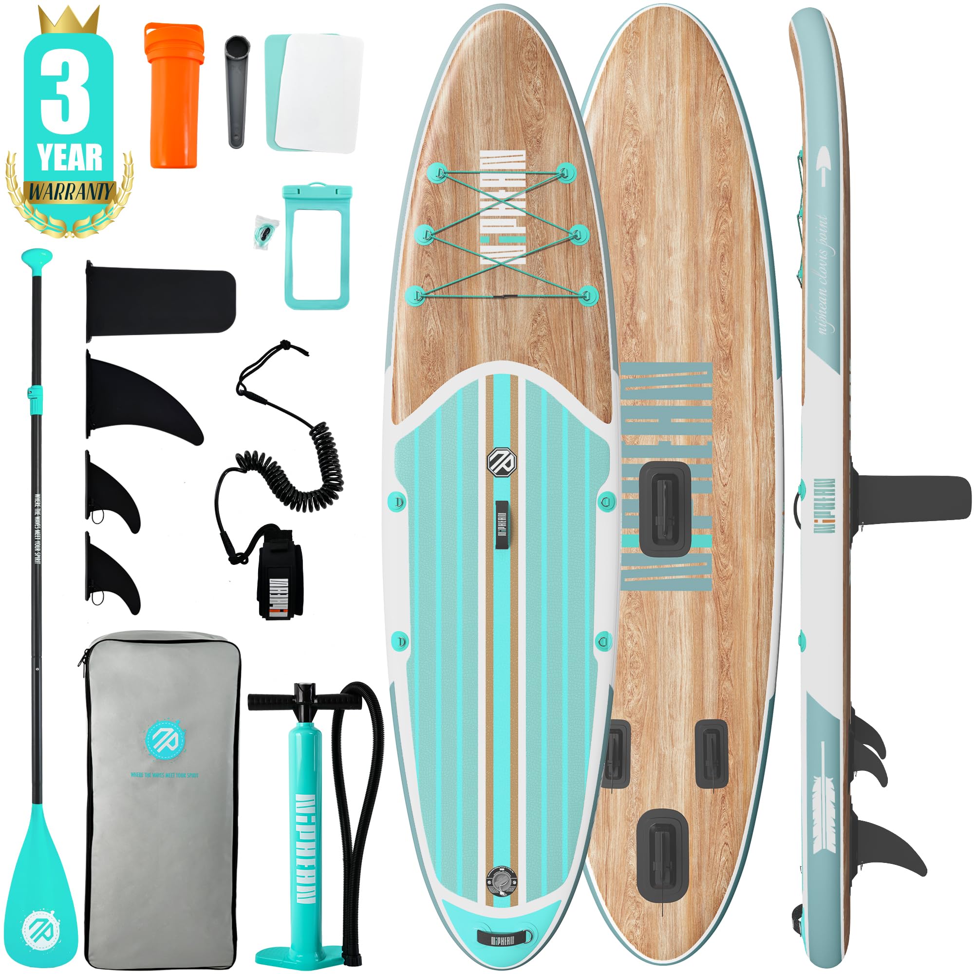 Niphean Inflatable Stand Up Paddle Board with SUP Accessories, 10'6'' Inflatable Paddle Boards Anti-Slip EVA Deck for Adults & Youth of All Skill Levels