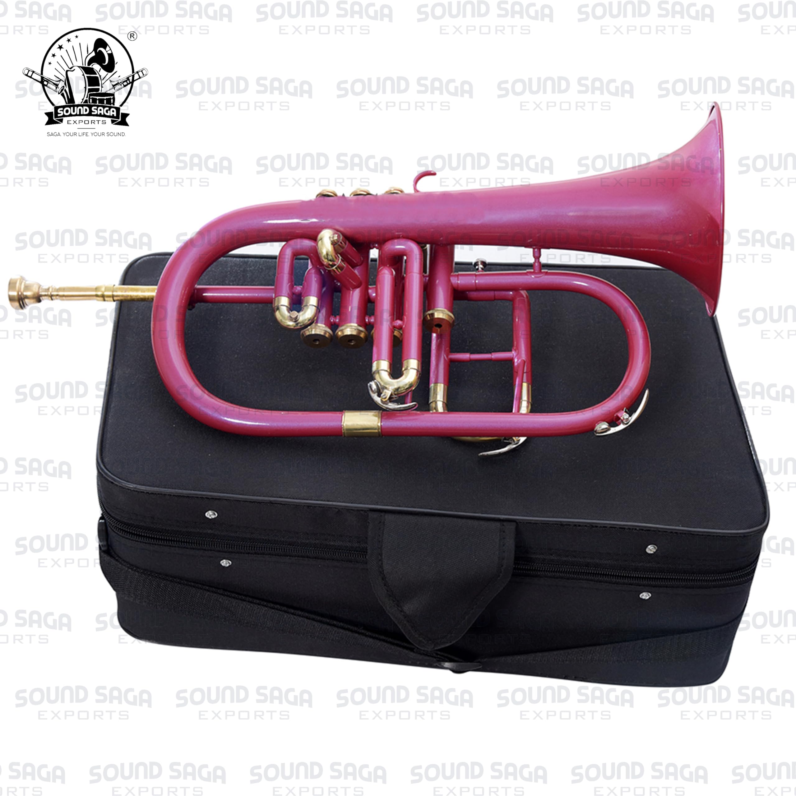 Bb - Bocina de latón con 4 válvulas | Acabado de latón de precisión | Bocina de latón para estudiantes e intermedios para banda escolar, conjunto de jazz, orquesta y concierto | Boquilla y funda