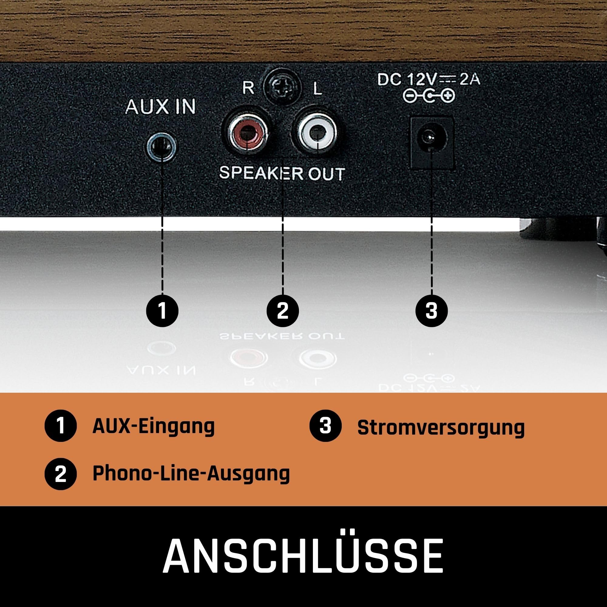 Lenco LS-100WD - Plattenspieler mit Lautsprecher - Schallplattenspieler | LS-100 - Vinyl Player - Bluetooth 5.0 - 2 x 10 Watt RMS - Riemenantrieb - Auto-Stopp - Holz