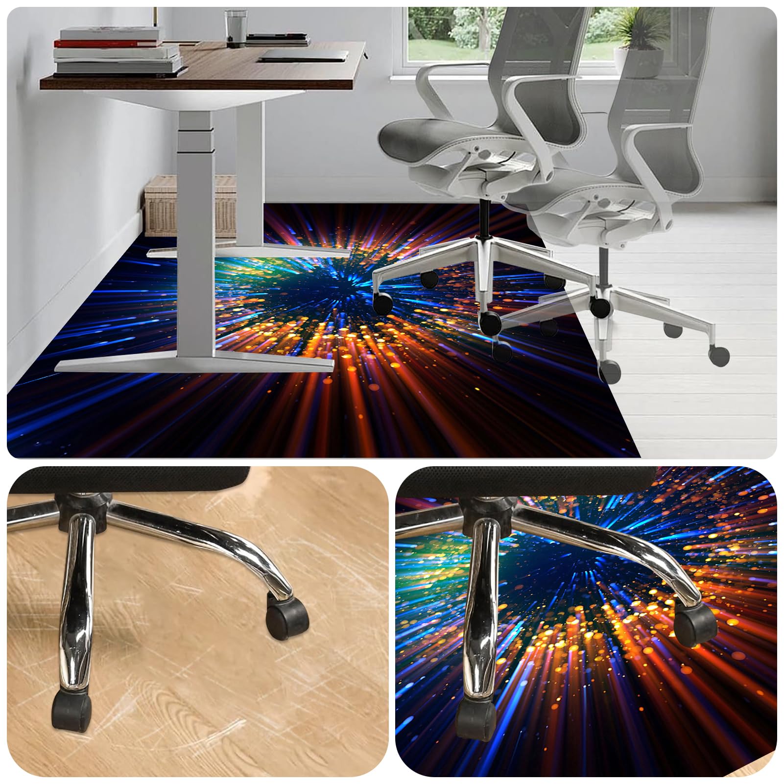 Tapis Gaming Sol pour Sols Durs Tapis Chaise de Bureau 140 x 160 cm